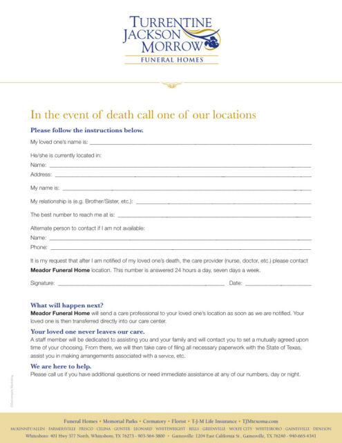 In Case of Death Please Notify