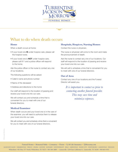 What to Do When Death Occurs